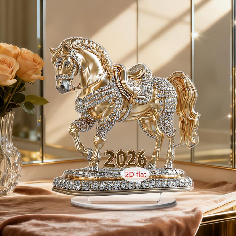 Home Office Holidays 2026 - 2D 말 아크릴 데스크탑 장식품 실내