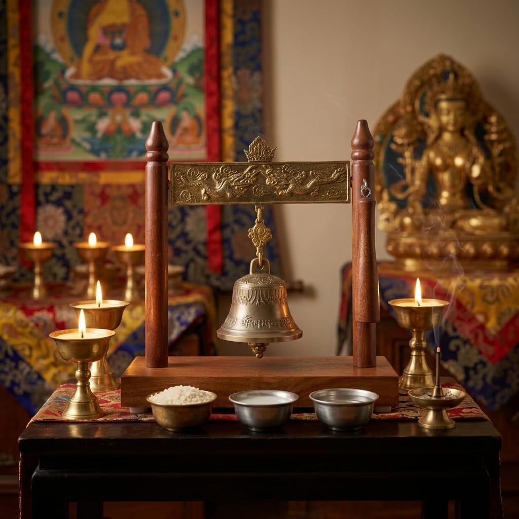 나무 프레임 황동 명상벨 릴리프 크로스바, 수공예 탁상 - Home Office Feng Shui 리뷰 및 가격