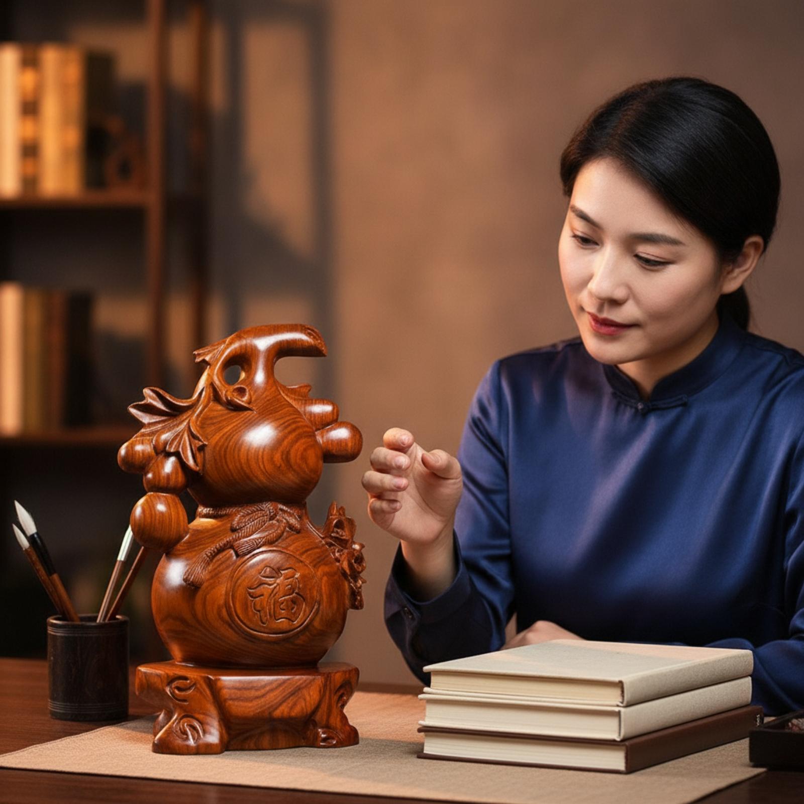 우아한 로즈우드 조롱박 조각품 나무 공예품 풍수 장식품 - Home Office Feng Shui 리뷰 및 가격