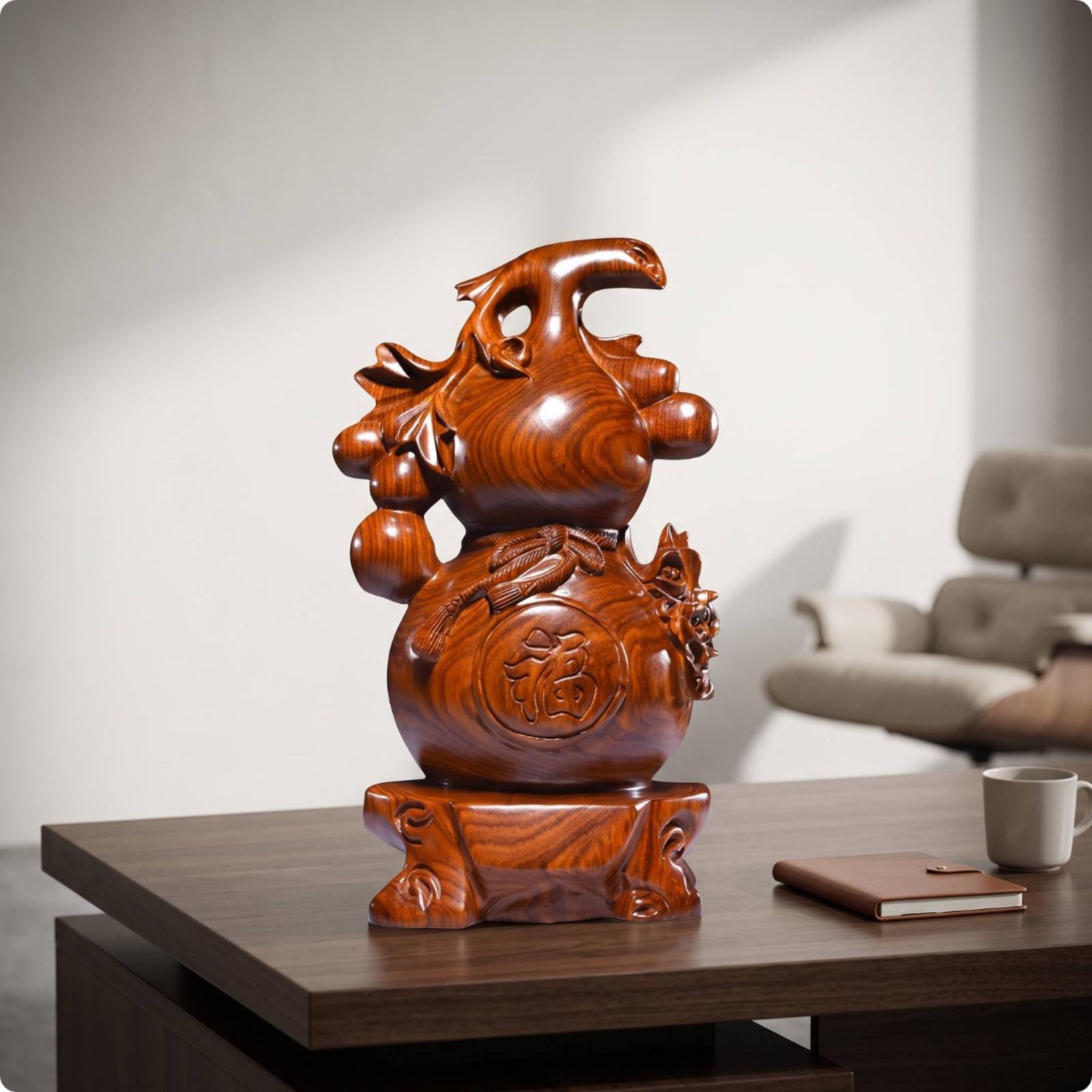 우아한 로즈우드 조롱박 조각품 나무 공예품 풍수 장식품 - Home Office Feng Shui 리뷰 및 가격