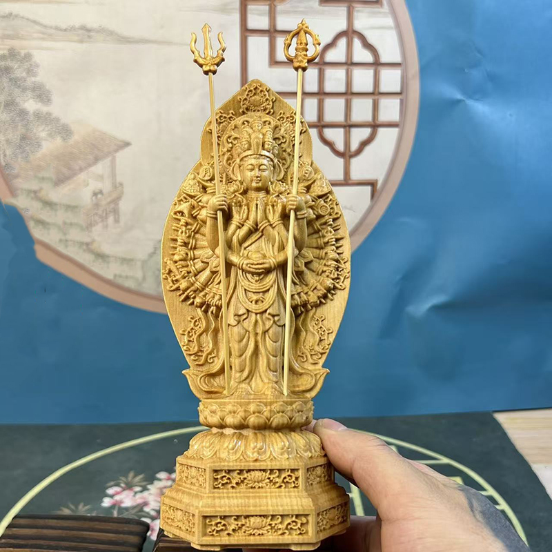 나무 조각 천 손 관음 보살 조각상 부처님 피규어 홈  - Home Office Feng Shui 리뷰 및 가격