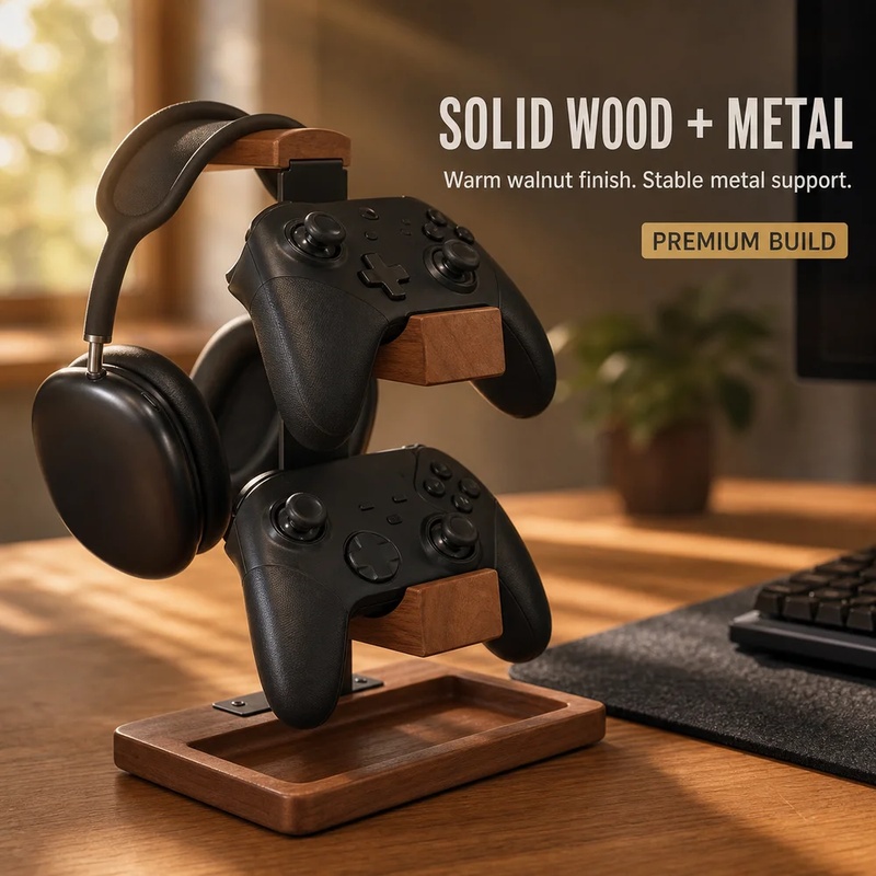 나무 헤드폰 스탠드 게이밍 헤드셋 홀더 데스크 이어폰  - Home Office Headset 리뷰 및 가격