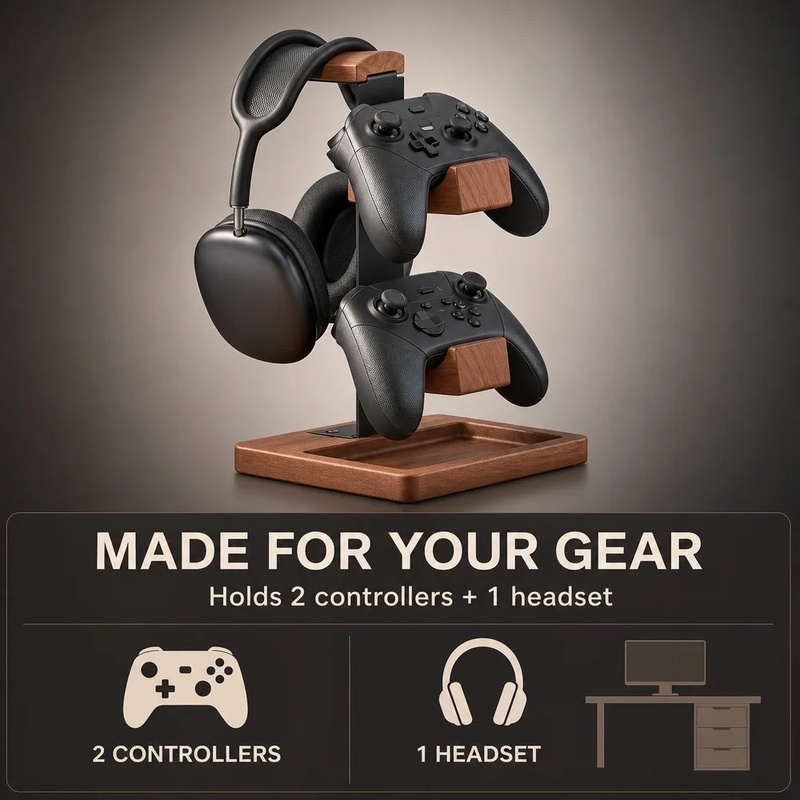나무 헤드폰 스탠드 게이밍 헤드셋 홀더 데스크 이어폰  - Home Office Headset 리뷰 및 가격