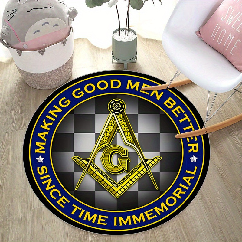 프리메이슨 스퀘어 컴퍼스 G 로고 원형 러그 플란넬 메 - Home Office Logo 리뷰 및 가격