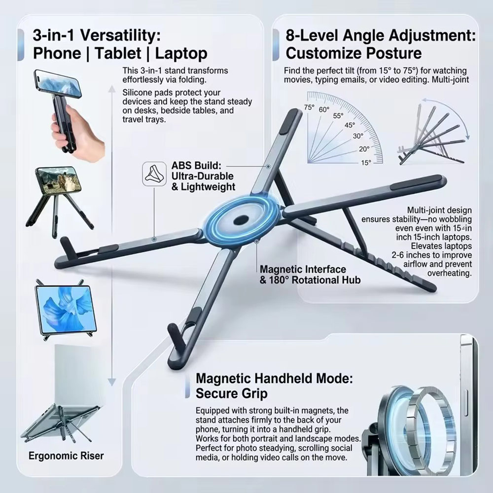 휴대용 자석식 휴대폰 거치대 & 셀카봉 3-in-1 접 - Home Office Laptop 리뷰 및 가격