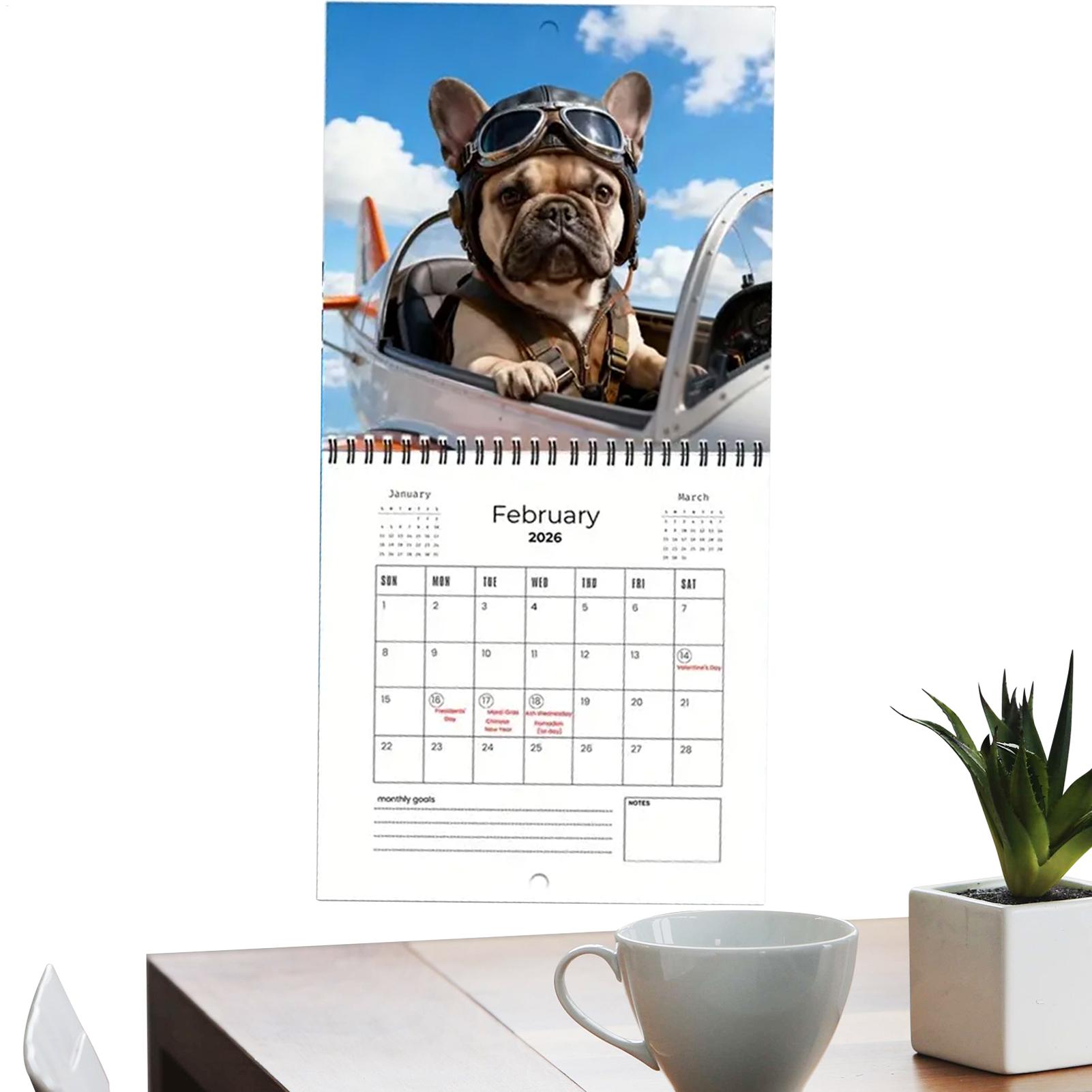 휴일이 포함된 달력 2026 주간 일일 프렌치 불독 2 - Home Office Holidays 2026 리뷰 및 가격