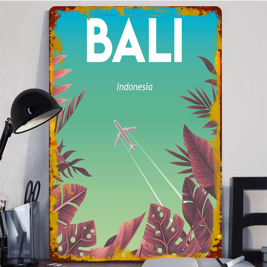 발리 인도네시아 풍경 금속 벽 예술 열대 야자수 잎 비 - Home Office Bali 리뷰 및 가격